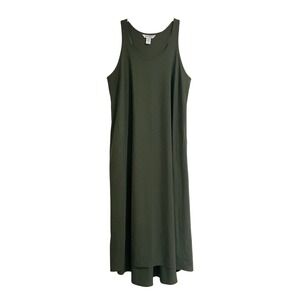 Athleta Olive Flowy Racerback Midi Tank Dress Women Size S‎ Soft Stretch Pockets